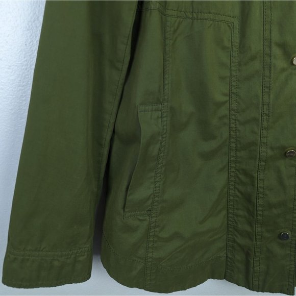 Zara Basic Women Army Green Snap Front Parka Jacket Lightweight - Picture 3 of 7